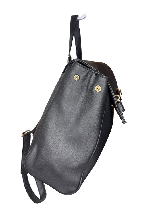 Black Vegan Leather Top-Handle Backpack NWT main image 4
